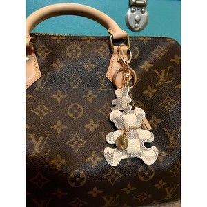 Bear Bag Charm Keychain with Tassel -Brown or White